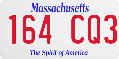 MA license plate 164CQ3