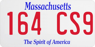 MA license plate 164CS9