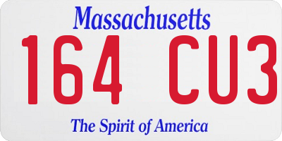 MA license plate 164CU3