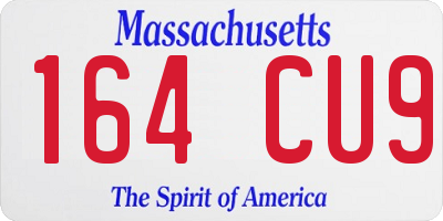 MA license plate 164CU9