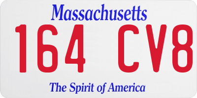 MA license plate 164CV8