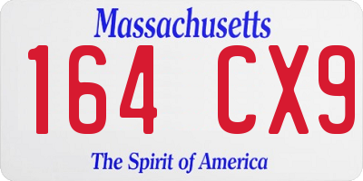 MA license plate 164CX9