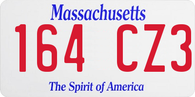 MA license plate 164CZ3