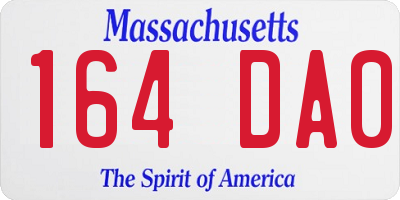 MA license plate 164DA0