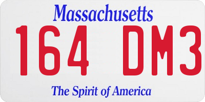 MA license plate 164DM3
