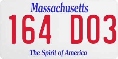 MA license plate 164DO3