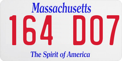 MA license plate 164DO7