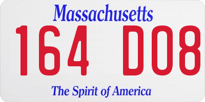MA license plate 164DO8