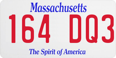 MA license plate 164DQ3