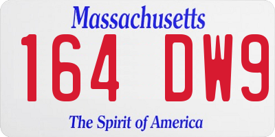 MA license plate 164DW9