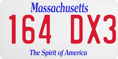 MA license plate 164DX3