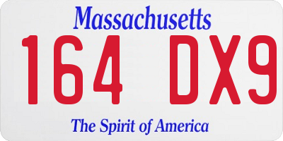 MA license plate 164DX9