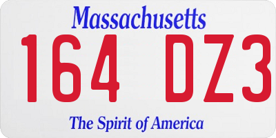 MA license plate 164DZ3