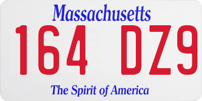 MA license plate 164DZ9