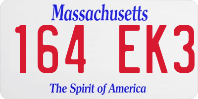 MA license plate 164EK3