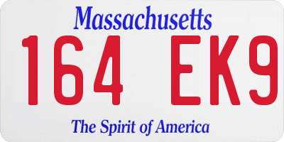 MA license plate 164EK9