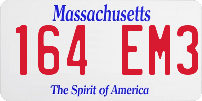 MA license plate 164EM3