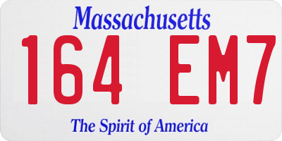 MA license plate 164EM7