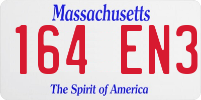 MA license plate 164EN3
