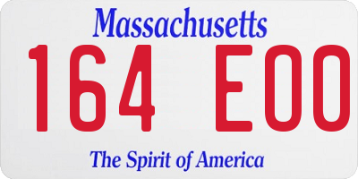 MA license plate 164EO0