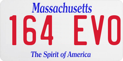 MA license plate 164EV0