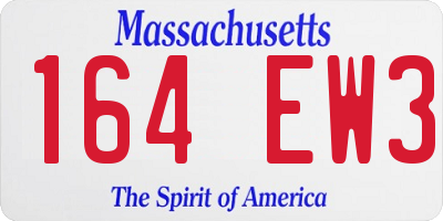 MA license plate 164EW3