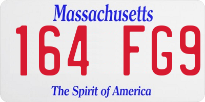 MA license plate 164FG9