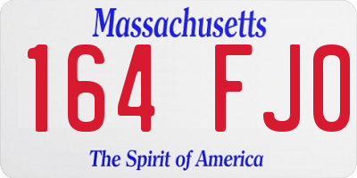 MA license plate 164FJ0