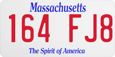 MA license plate 164FJ8