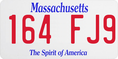 MA license plate 164FJ9