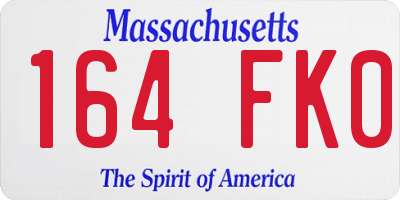 MA license plate 164FK0