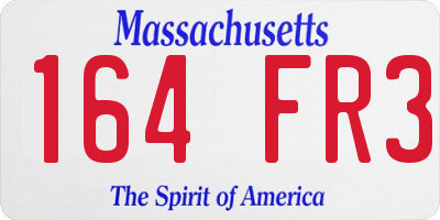 MA license plate 164FR3