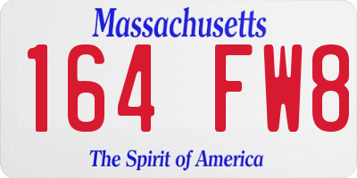 MA license plate 164FW8
