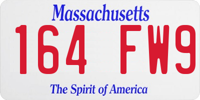 MA license plate 164FW9
