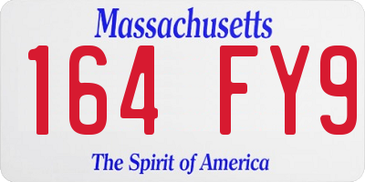 MA license plate 164FY9