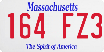 MA license plate 164FZ3