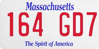 MA license plate 164GD7