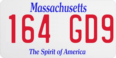 MA license plate 164GD9