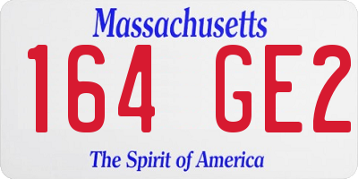 MA license plate 164GE2
