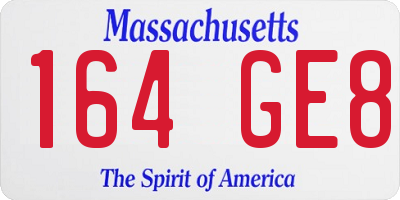 MA license plate 164GE8