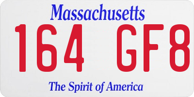MA license plate 164GF8