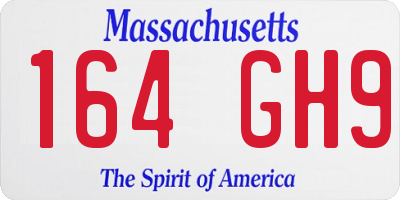 MA license plate 164GH9