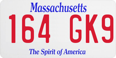 MA license plate 164GK9