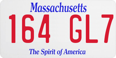 MA license plate 164GL7