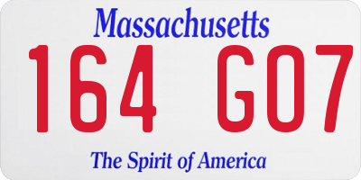 MA license plate 164GO7