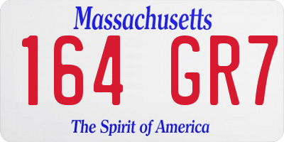 MA license plate 164GR7