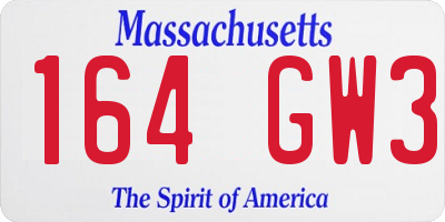 MA license plate 164GW3