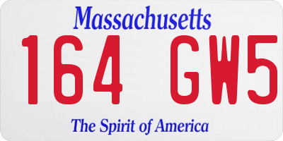 MA license plate 164GW5