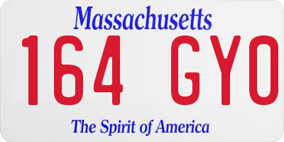 MA license plate 164GY0