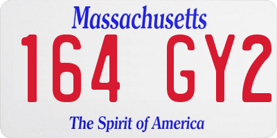 MA license plate 164GY2